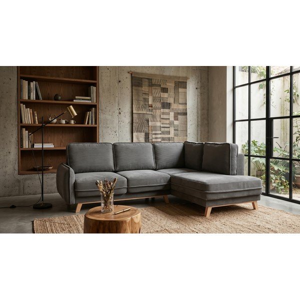 Sivá menčestrová rozkladacia rohová pohovka (pravý roh) Tori – Bonami Selection-image-1