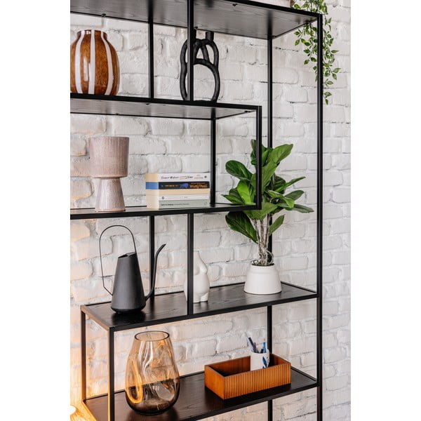 Čierna knižnica v dekore jaseňa 114x185 cm Seaford – Actona-image-4