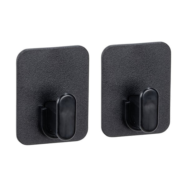 Čierne plastové háčiky v súprave 2 ks bez vŕtania Parma – Allstar