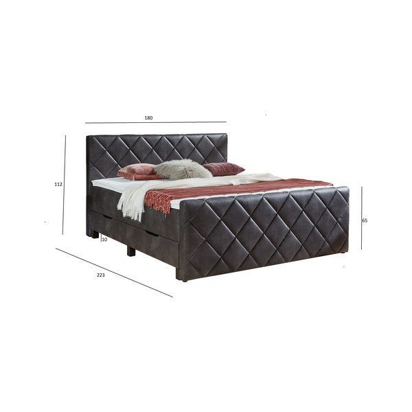 Čierna boxspring posteľ s úložným priestorom 180x200 cm Chester – Rojaplast-image-4