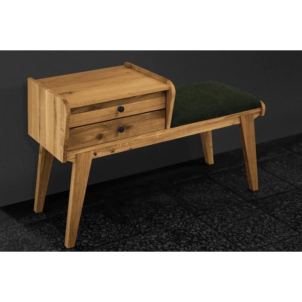 Lavica so zásuvkami z dubového dreva so zeleným sedákom Retro - The Beds-image-3