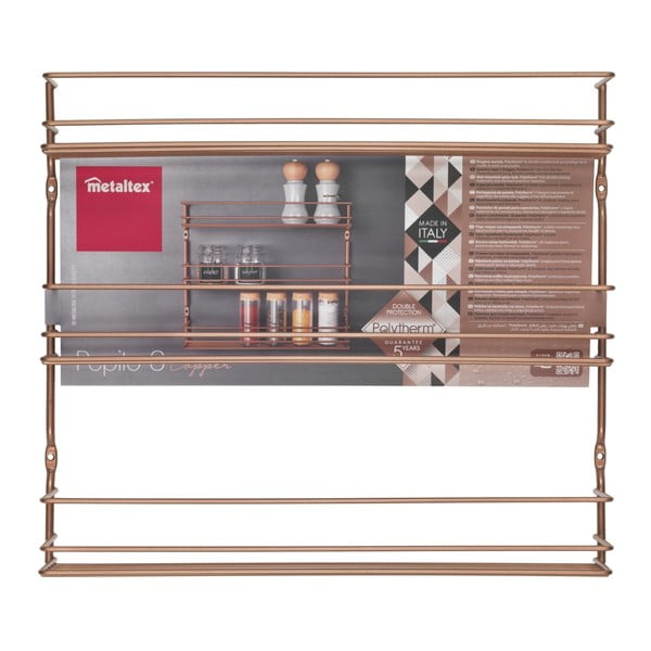 Nástenný regál na koreničky s 3 policami v medenej farbe Metaltex-image-2
