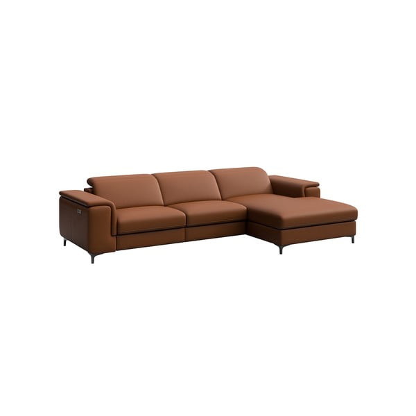 Koňakovohnedá kožená rohová pohovka (pravý roh) Brito – MESONICA-image-2