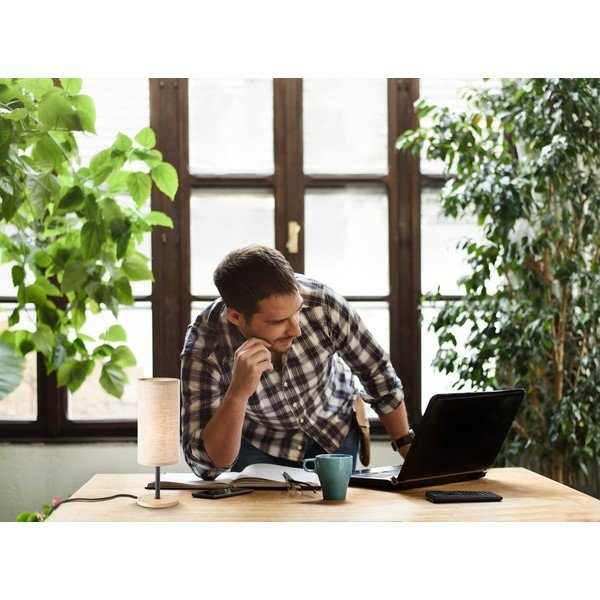 Stolová lampa v čiernej a prírodnej farbe s textilným tienidlom (výška 30 cm) Kira – Fischer & Honsel-image-1