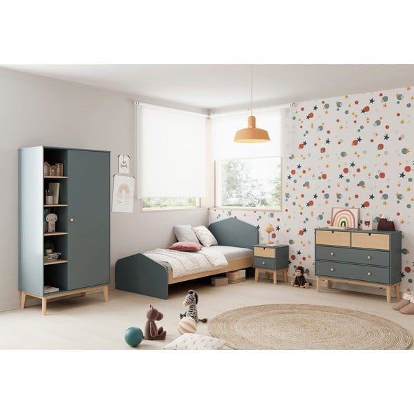 Detská posteľ v dekore borovice s roštom 90x190 cm v prírodnej farbe/sivozelená Estefania – Marckeric-image-1