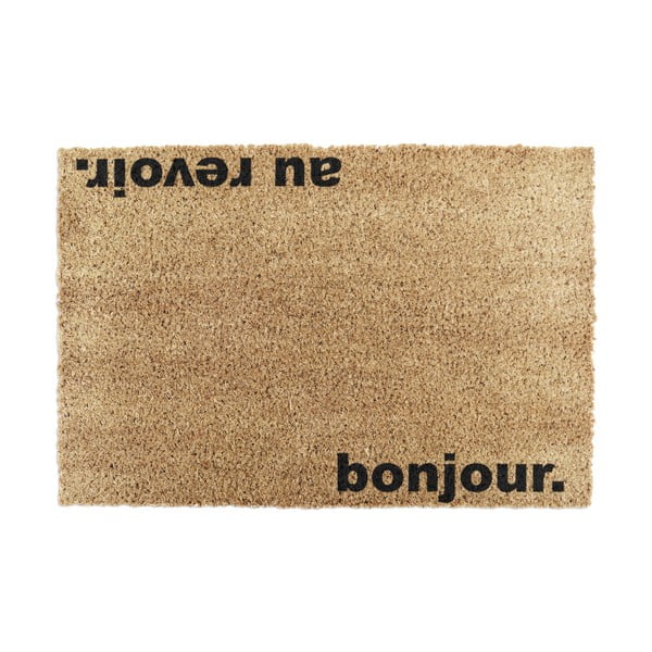 Rohožka z prírodného kokosového vlákna Artsy Doormats Bonjour Au Revoir, 40 x 60 cm