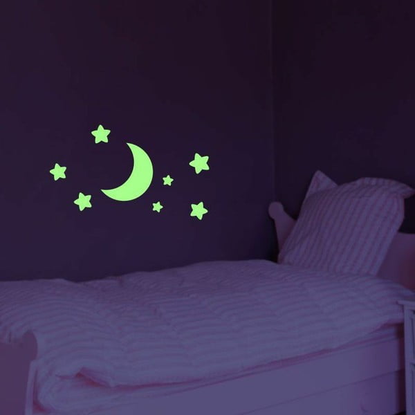 Samolepka svietiaca v tme Ambiance Moon and Stars, 25 × 25 cm