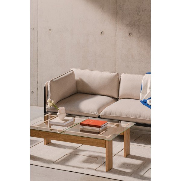 Konferenčný stolík so sklenenou doskou v prírodnej farbe 86x132 cm Naiko – noo.ma-image-3