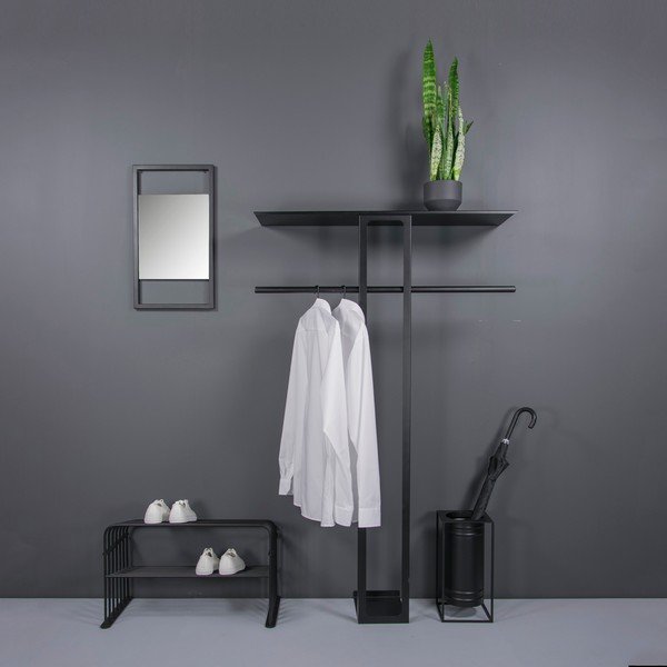 Čierny oceľový nástenný vešiak s poličkou 100 cm Luno Large – Spinder Design-image-4