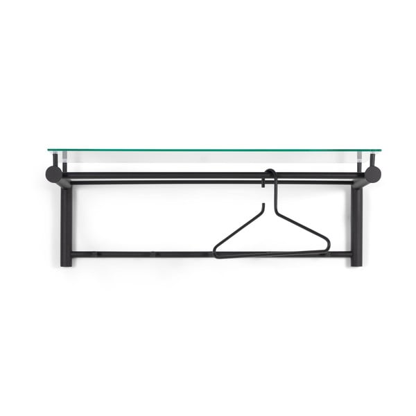 Čierny kovový nástenný vešiak s poličkou Suza – Spinder Design-image-2