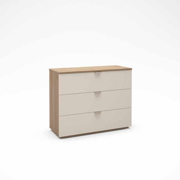 Komoda v dekore duba v krémovo-prírodnej farbe 100x80x40 cm Dennis – Marckeric-image-3