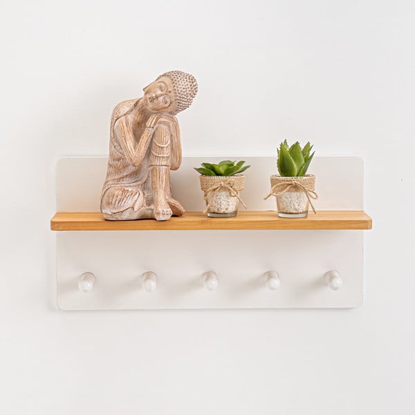 Biely nástenný vešiak s poličkou – Casa Selección-image-1