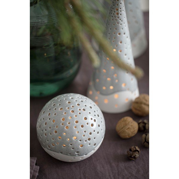 Sivý vianočný svietnik z kostného porcelánu Kähler Design Nobili, ⌀ 14 cm-image-1