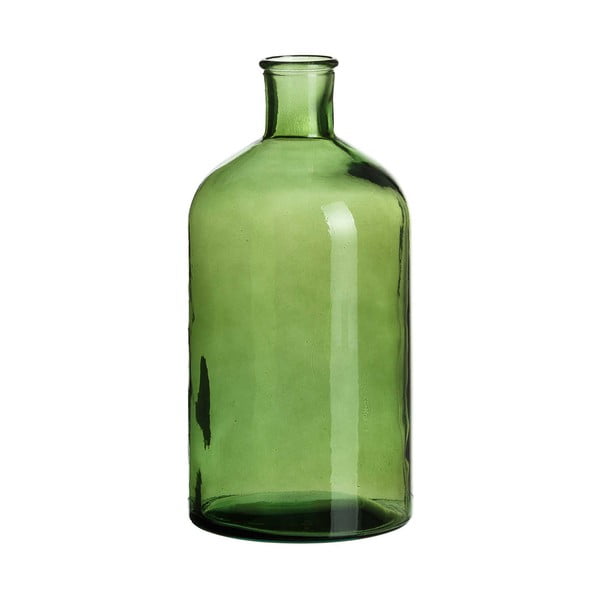 Zelená sklenená dekoratívna fľaša Tropicho,  výška 28 cm