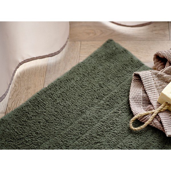 Tmavozelená kúpeľňová predložka z bio bavlny 50x80 cm Soft – Södahl-image-1