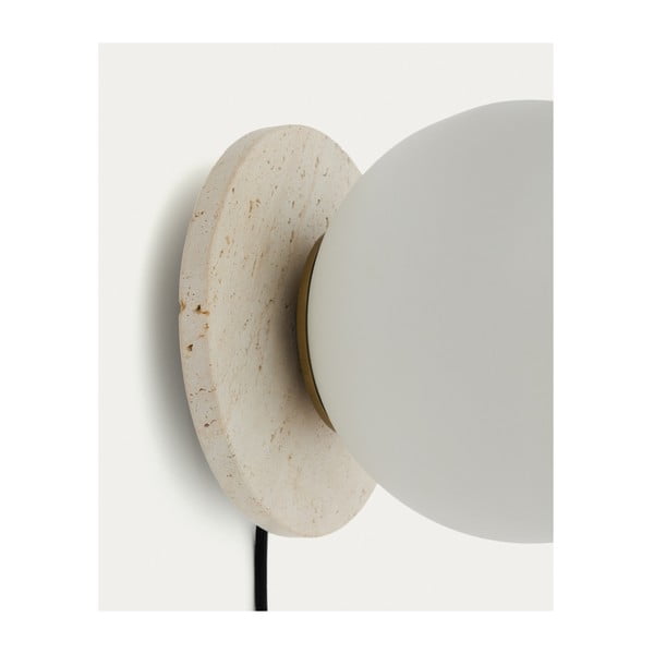 Biele/krémové mramorové nástenné svietidlo ø 20 cm Malachi – Kave Home-image-3