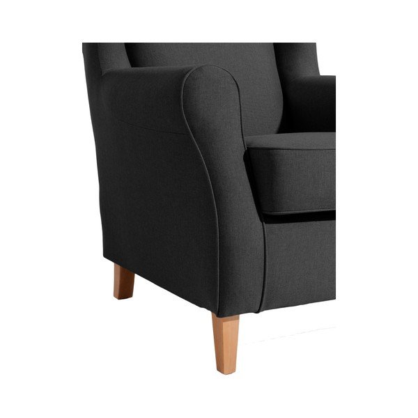 Čierne kreslo ušiak Max Winzer Lorris Black-image-4
