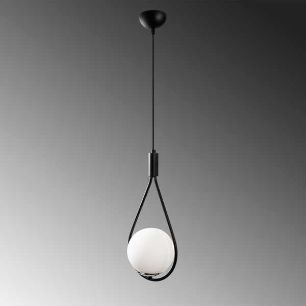 Čierno-biele závesné svietidlo so skleneným tienidlom Mudoni – Opviq lights-image-3