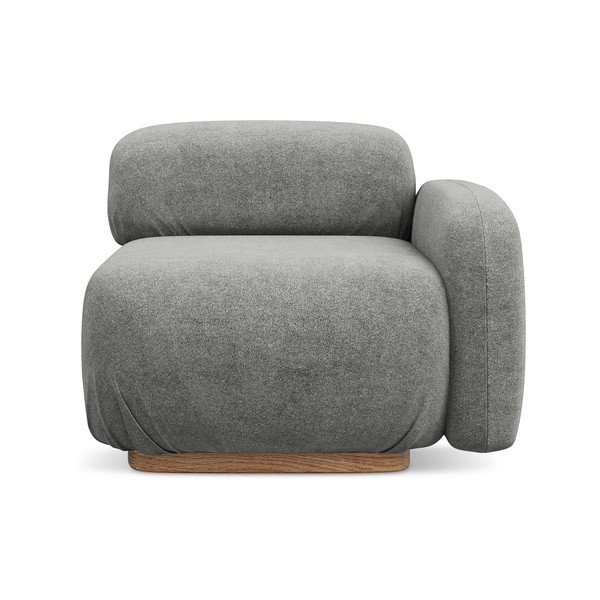 Sivý modul pohovky z textílie buklé (pravý roh) Ailani – Makamii