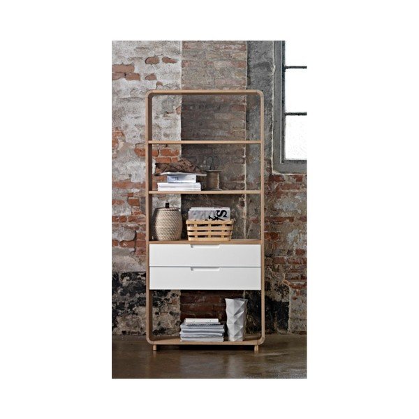 Otvorená knižnica z dreva bieleho duba Unique Furniture Amalfi-image-1