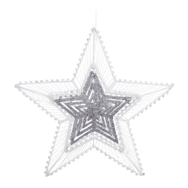 Bielo-strieborná vianočná dekorácia Ixia Star, 25 x 25 cm