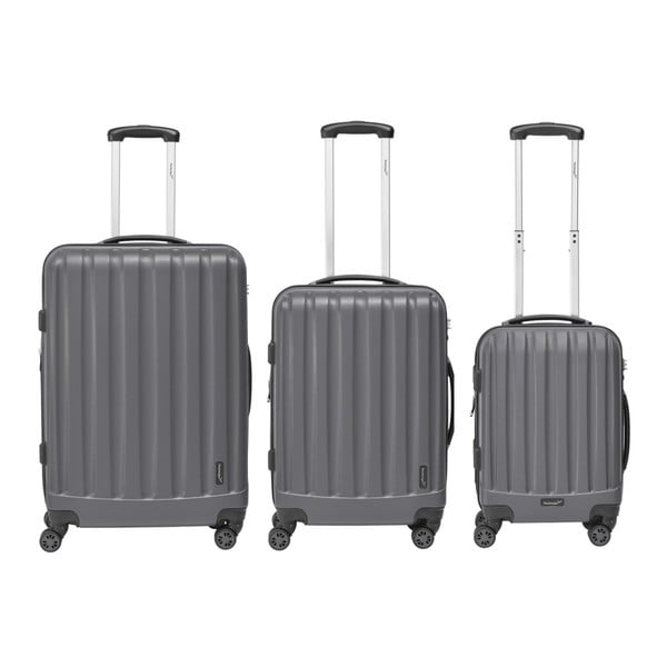 Sada 3 sivých cestovných kufrov Packenger Koffer