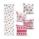 Súprava 4 vianočných obliečok na vankúš a behúň na stôl Minimalist Cushion Covers Red Christmas