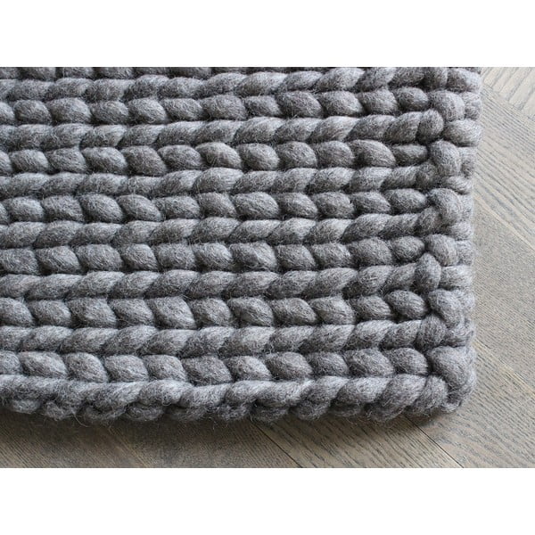 Orechovohnedý pletený vlnený koberec Wooldot Braided rugs, 170 x 240 cm-image-1