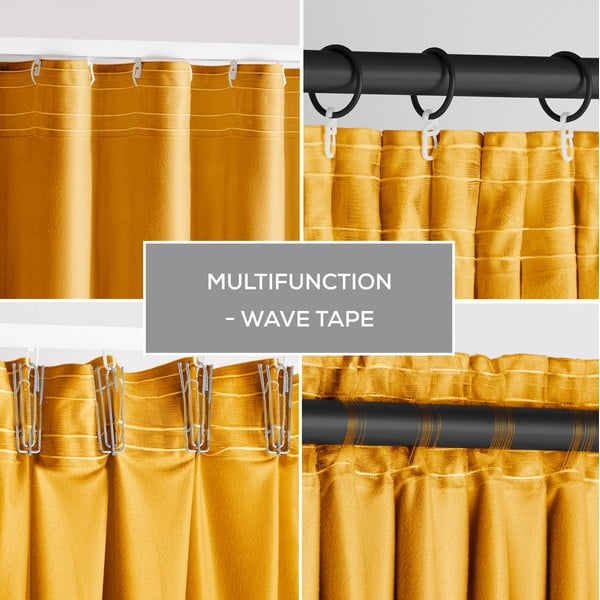 Žltý zamatový dimout záves 140x245 cm Pleat – Restilo-image-1