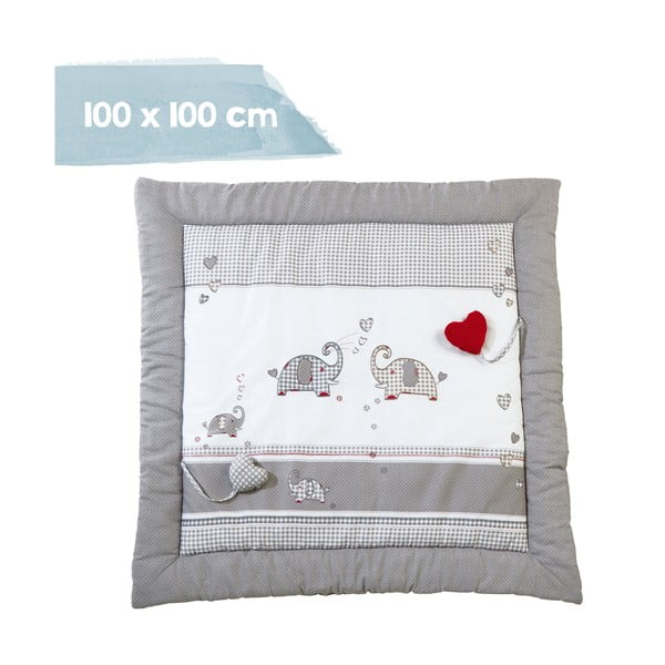 Biela/sivá detská hracia podložka 100x100 cm Jumbo twins – Roba-image-1