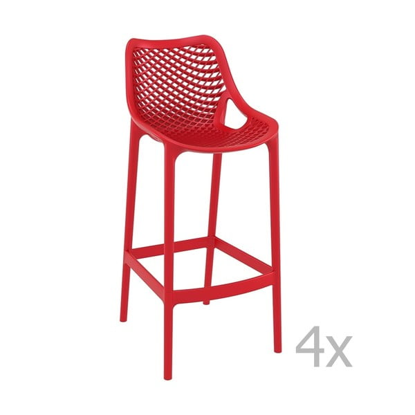 Sada 4 červených barových stoličiek Resol Grid Simple, výška 75 cm