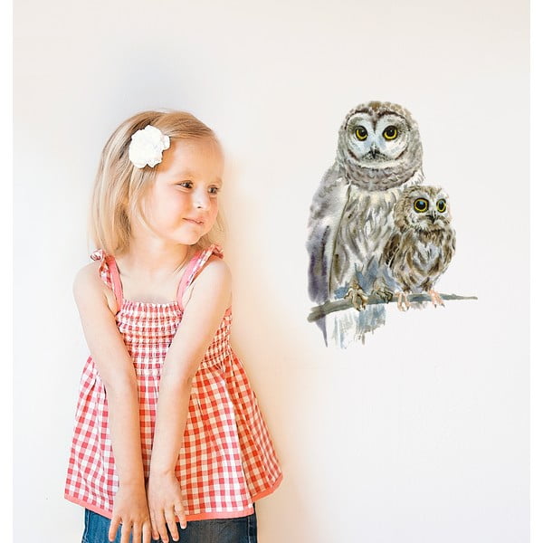 Samolepka na viac použití Woodland Owls, 40x30 cm