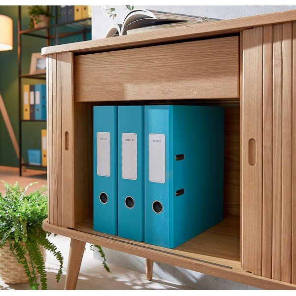 Modrý pákový zaraďovač s hebkým povrchom Leitz Cosy, A4-image-3