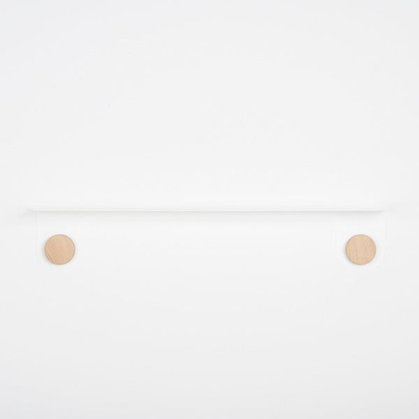 Nástenná biela polica z ocele s detailom z dubového dreva s 2 háčikmi Gazzda Hook, dĺžka 70 cm-image-2
