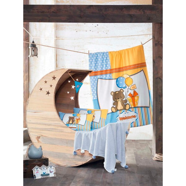 Set detských obliečok a plachty s pletenou dekou Sweet Bear, 100x150 cm