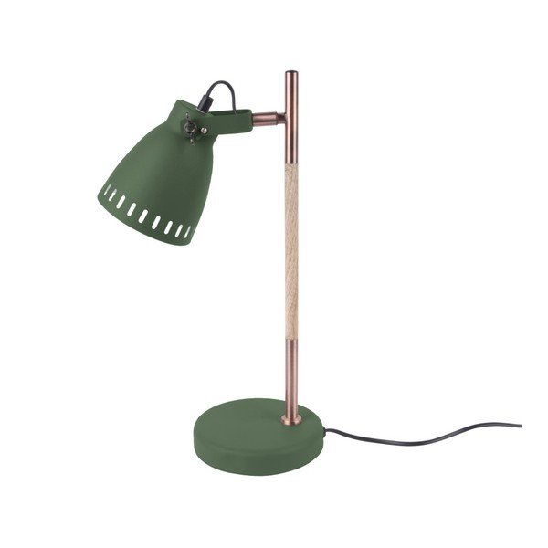 Zelená stolová lampa s detailmi v medenej farbe Leitmotiv Mingle