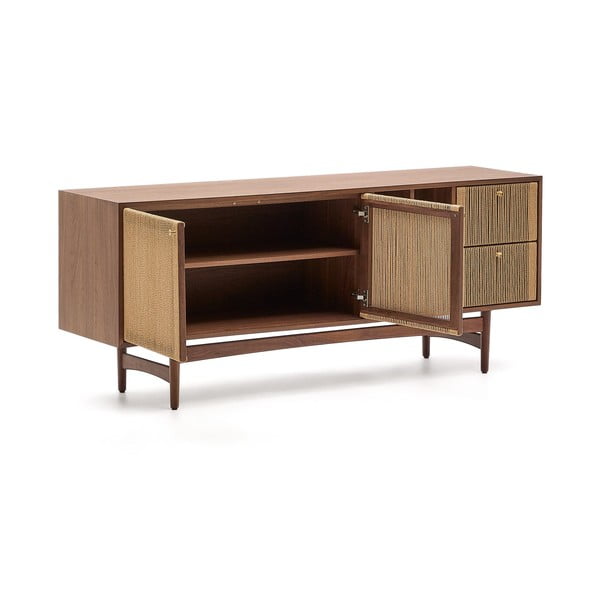 Hnedá nízka komoda v dekore orecha 180x73 cm Elan – Kave Home-image-3