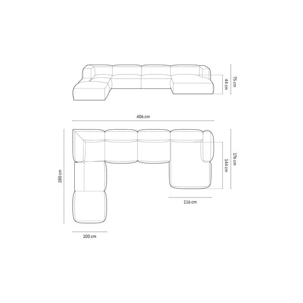 Svetlosivá modulárna rohová pohovka (ľavý roh/do tvaru "U") Martina – Micadoni Home-image-4