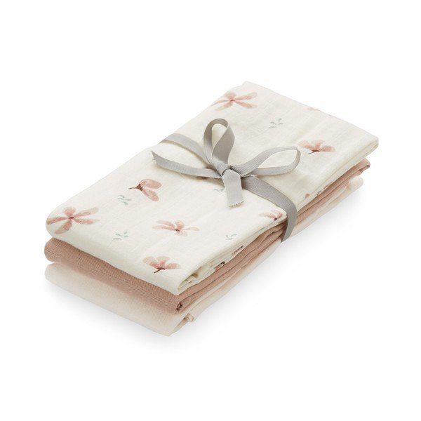 Plienky 3 ks z Bio bavlny 70x70 cm Windflower Creme, Dusty Rose, Powder – Cam Cam Copenhagen