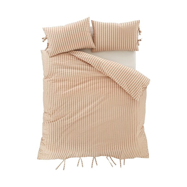 Obliečky v terakotovej farbe na dvojlôžko 200x200 cm Zanzibar Stripe – Pineapple Elephant