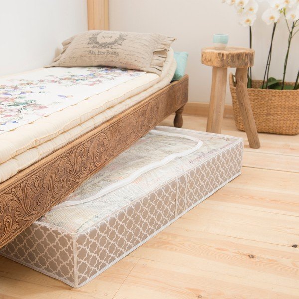 Béžový úložný box pod posteľ Compactor, dĺžka 107 cm-image-1