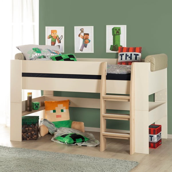 Béžová vyvýšená detská posteľ bez roštu 90x200 cm Loft – Roba-image-3