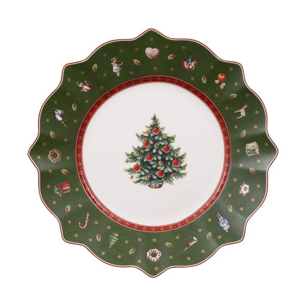 Zelený porcelánový tanier s vianočným motívom Villeroy & Boch, ø 24 cm