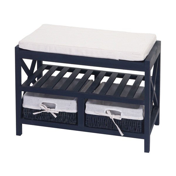 Modrá skrinka na topánky s lavicou Mendler Shabby-image-3