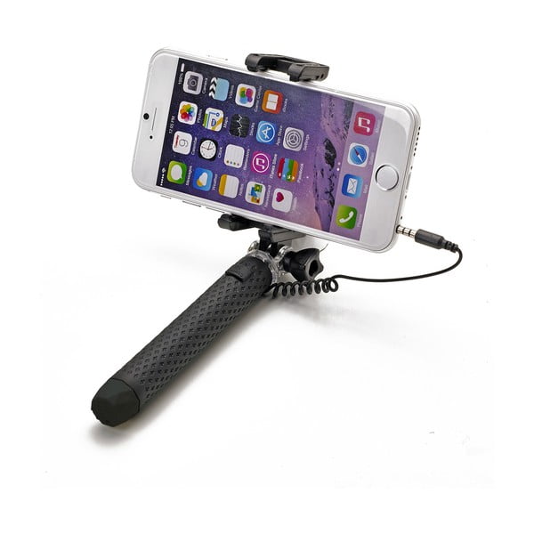 Čierna selfie tyč CELLY Mini selfie, spúšť cez 3.5mm jack