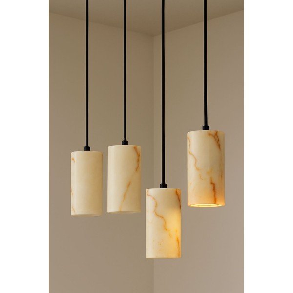 Krémovobiele závesné svietidlo s mramorovým tienidlom ø 6,5 cm Selma – Opviq lights-image-1