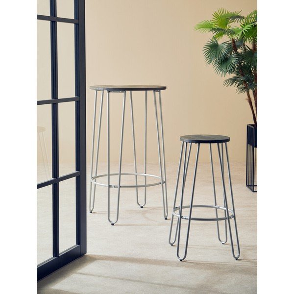 Barová stolička z brestového dreva v striebornej farbe/v prírodnej farbe (výška sedadla 75 cm) District – Premier Housewares-image-1