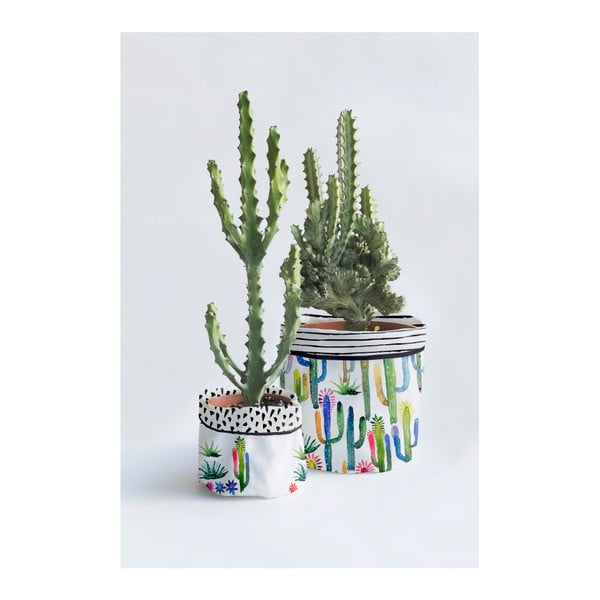 Súprava 2 textilných kvetináčov Surdic Watercolor Cactus