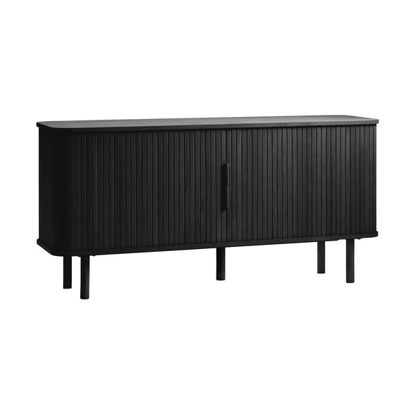 Čierna nízka komoda v dekore duba s posuvnými dverami 76x160 cm Cavo – Unique Furniture-image-4