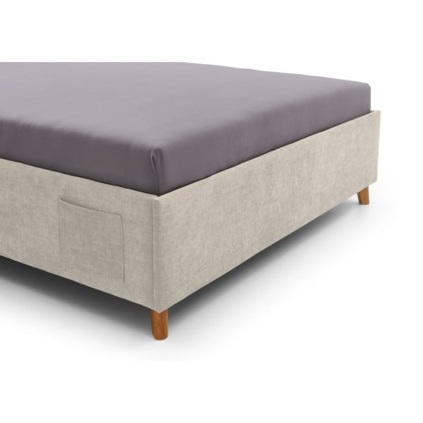 Béžová čalúnená detská posteľ s úložným priestorom s roštom 140x200 cm Fun – Meise Möbel-image-1